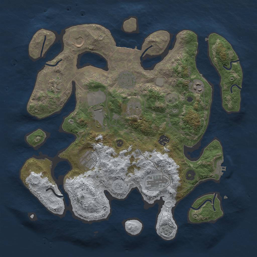 Rust Map: Procedural Map, Size: 3700, Seed: 1563933, 19 Monuments