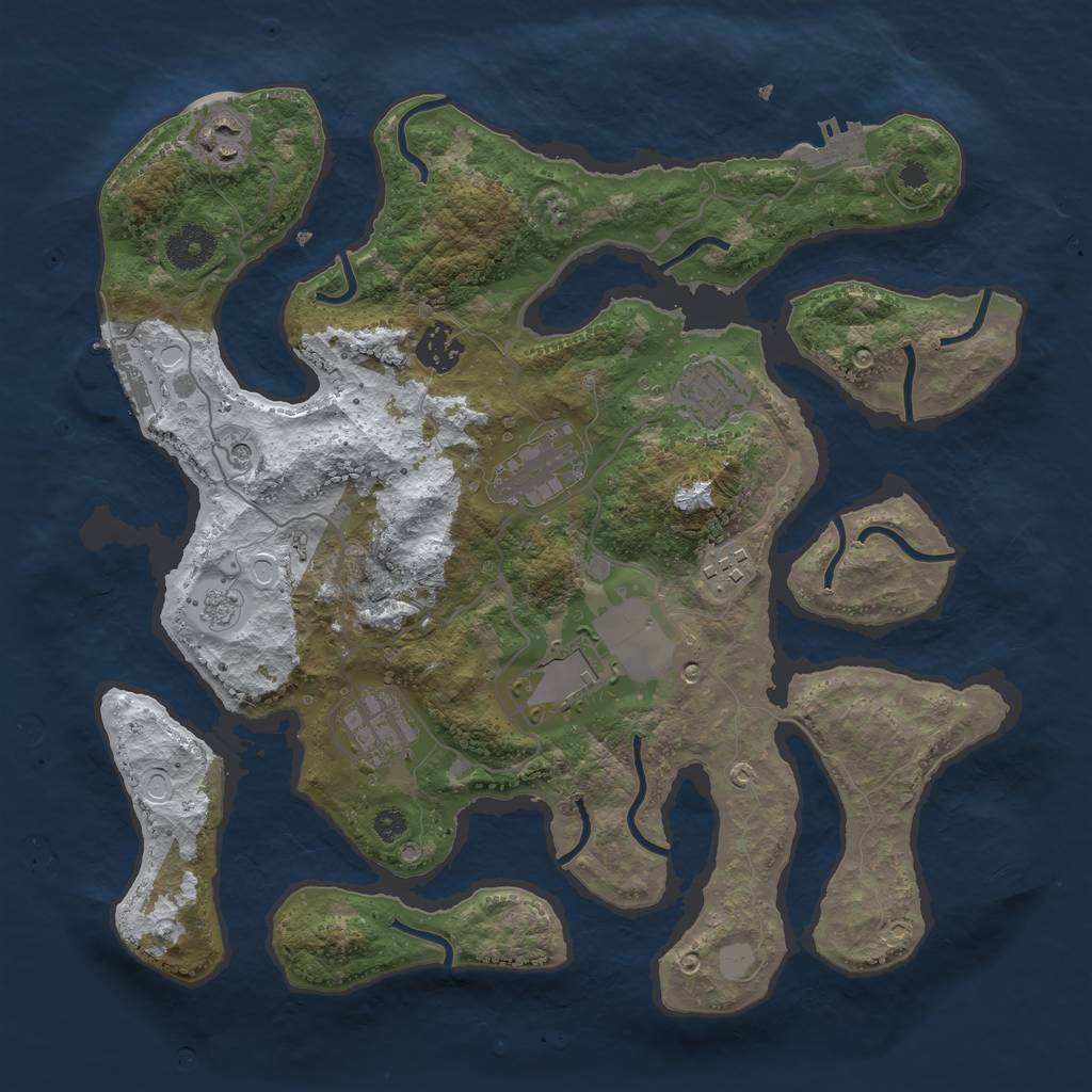 Rust Map: Procedural Map, Size: 3500, Seed: 6116642, 16 Monuments