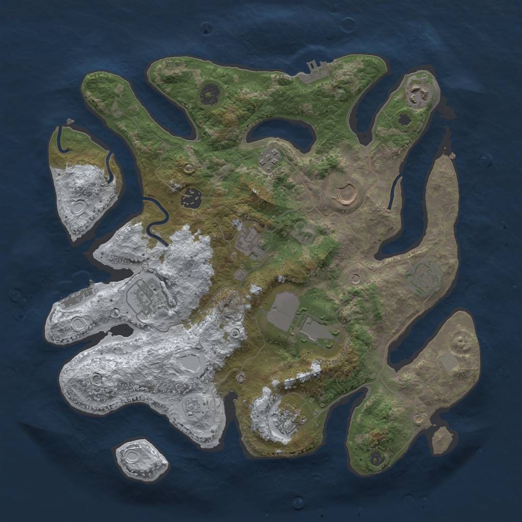 Rust Map: Procedural Map, Size: 3700, Seed: 2085268, 18 Monuments
