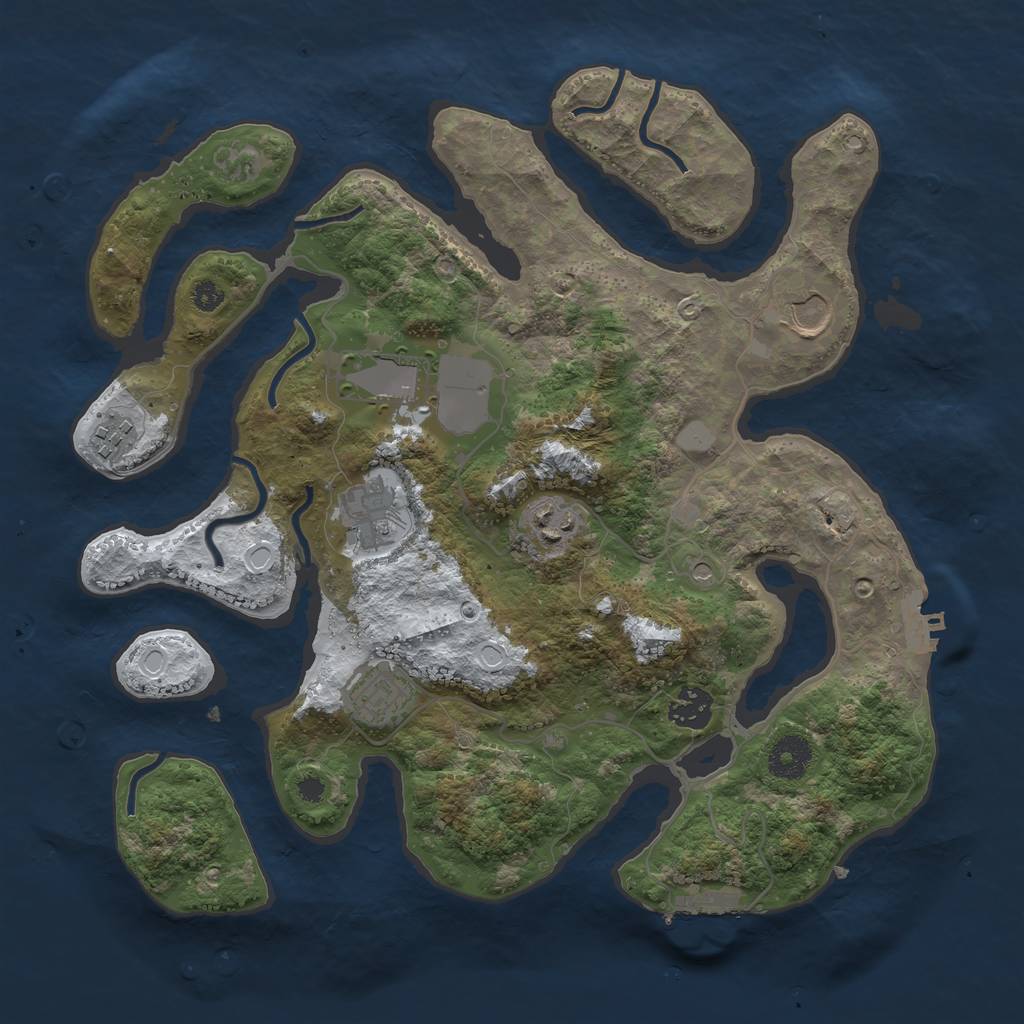Rust Map: Procedural Map, Size: 3500, Seed: 3886936, 15 Monuments