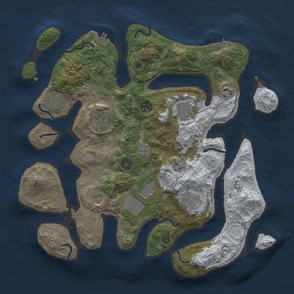 Rust Map: Procedural Map, Size: 3700, Seed: 3495991, 17 Monuments