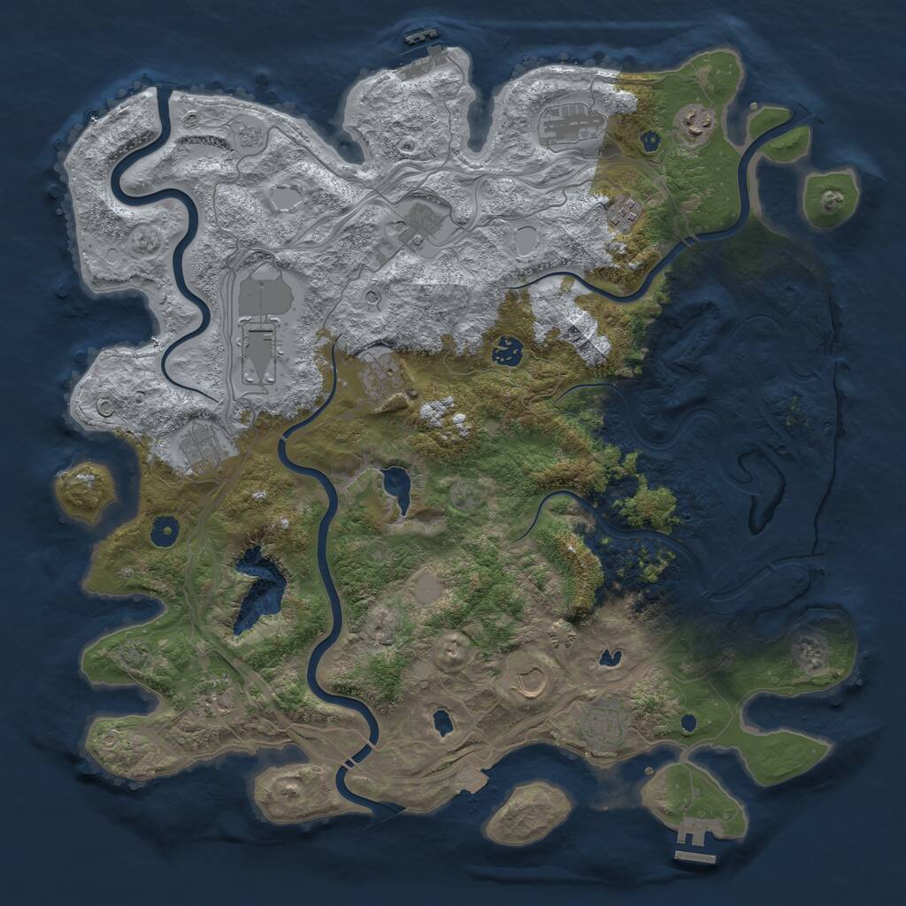 Rust Map: Procedural Map, Size: 4500, Seed: 3933136, 17 Monuments