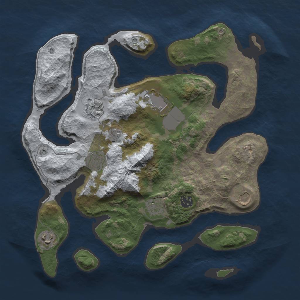 Rust Map: Barren, Size: 3500, Seed: 3021368, 11 Monuments