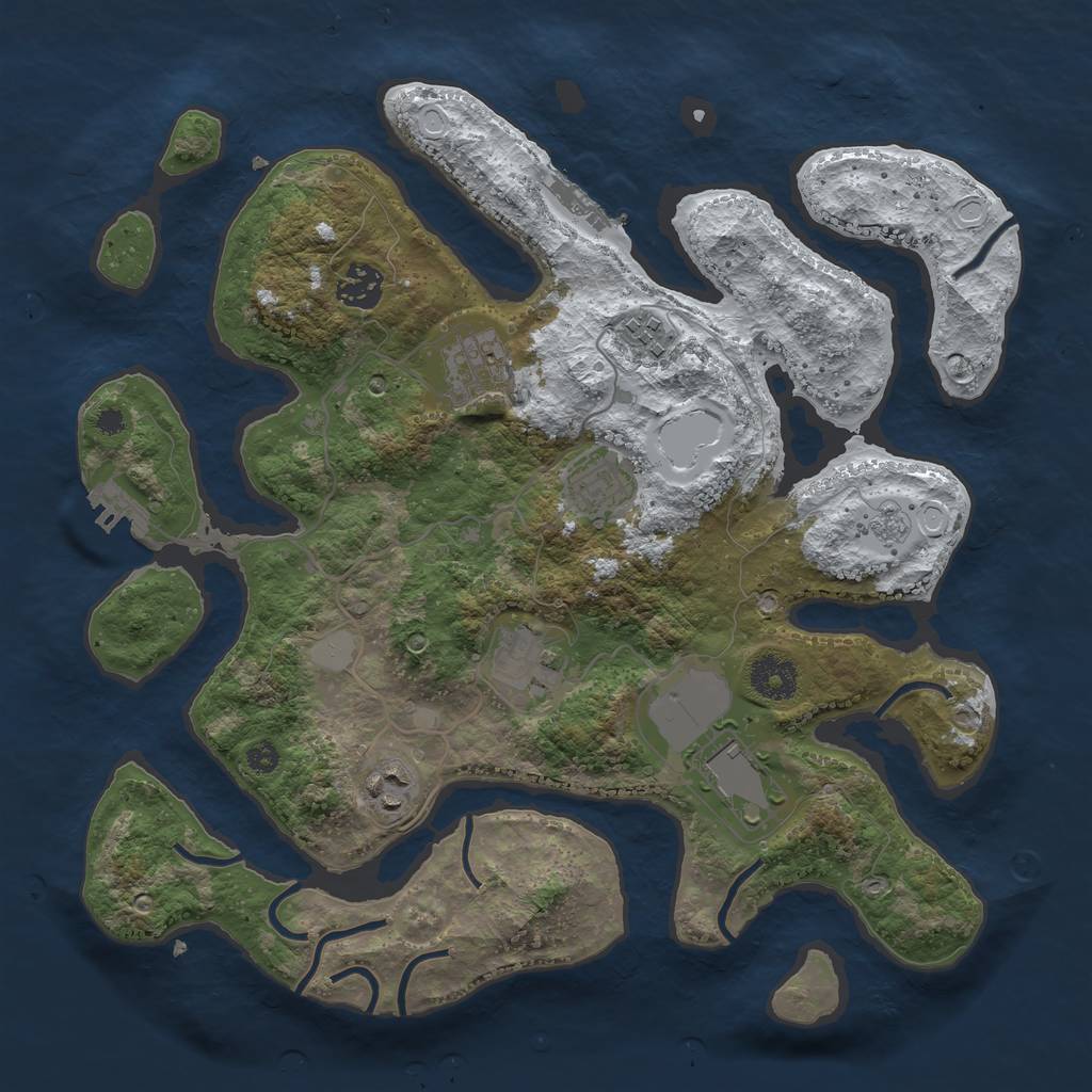Rust Map: Procedural Map, Size: 3500, Seed: 5281308, 15 Monuments