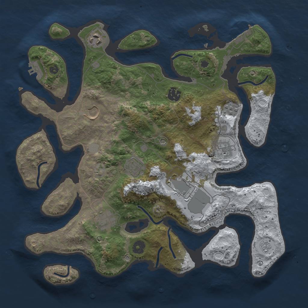 Rust Map: Procedural Map, Size: 3500, Seed: 18975, 17 Monuments