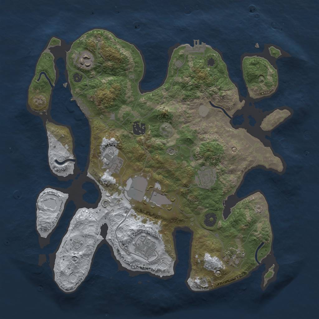 Rust Map: Procedural Map, Size: 3500, Seed: 300663, 16 Monuments
