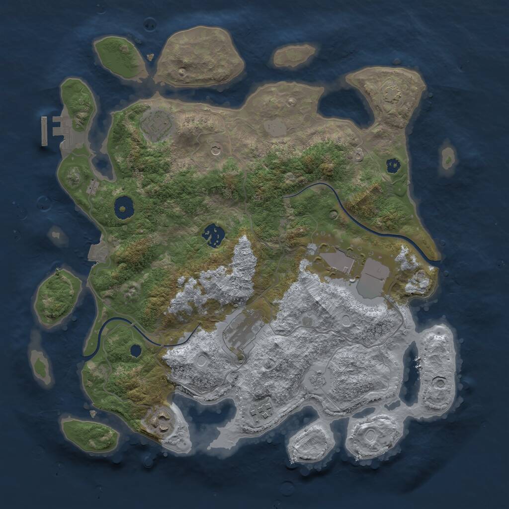 Rust Map: Procedural Map, Size: 3500, Seed: 2969743, 11 Monuments