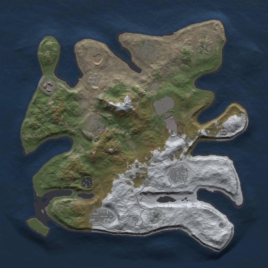 Rust Map: Barren, Size: 3500, Seed: 257351583, 13 Monuments