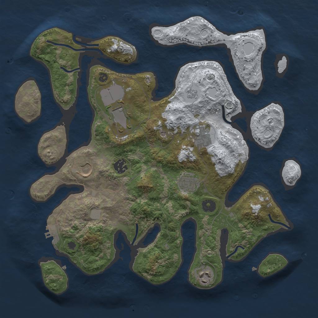 Rust Map: Procedural Map, Size: 3500, Seed: 401317, 14 Monuments