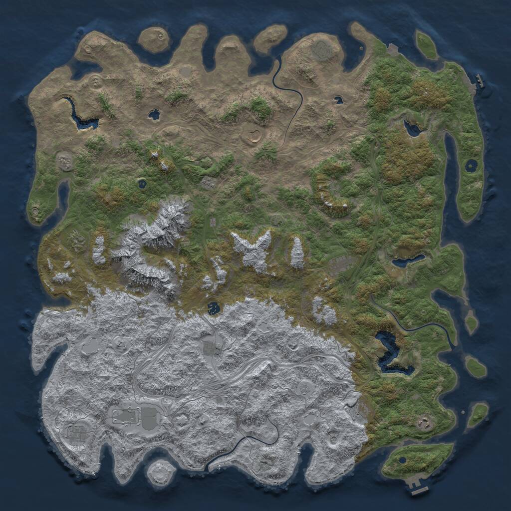 Rust Map: Procedural Map, Size: 6000, Seed: 5675758, 17 Monuments