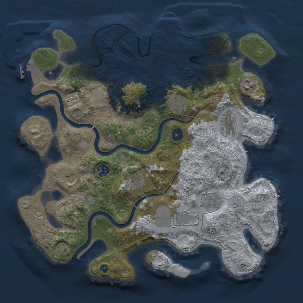 Rust Map: Procedural Map, Size: 3700, Seed: 2654406, 15 Monuments