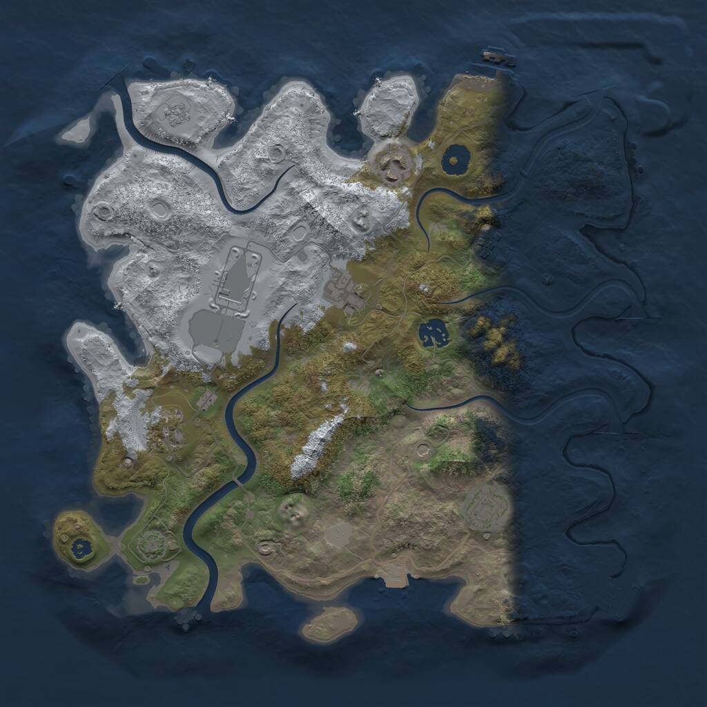 Rust Map: Procedural Map, Size: 3550, Seed: 222649, 13 Monuments
