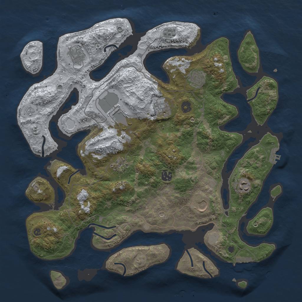 Rust Map: Procedural Map, Size: 4000, Seed: 6070379, 18 Monuments