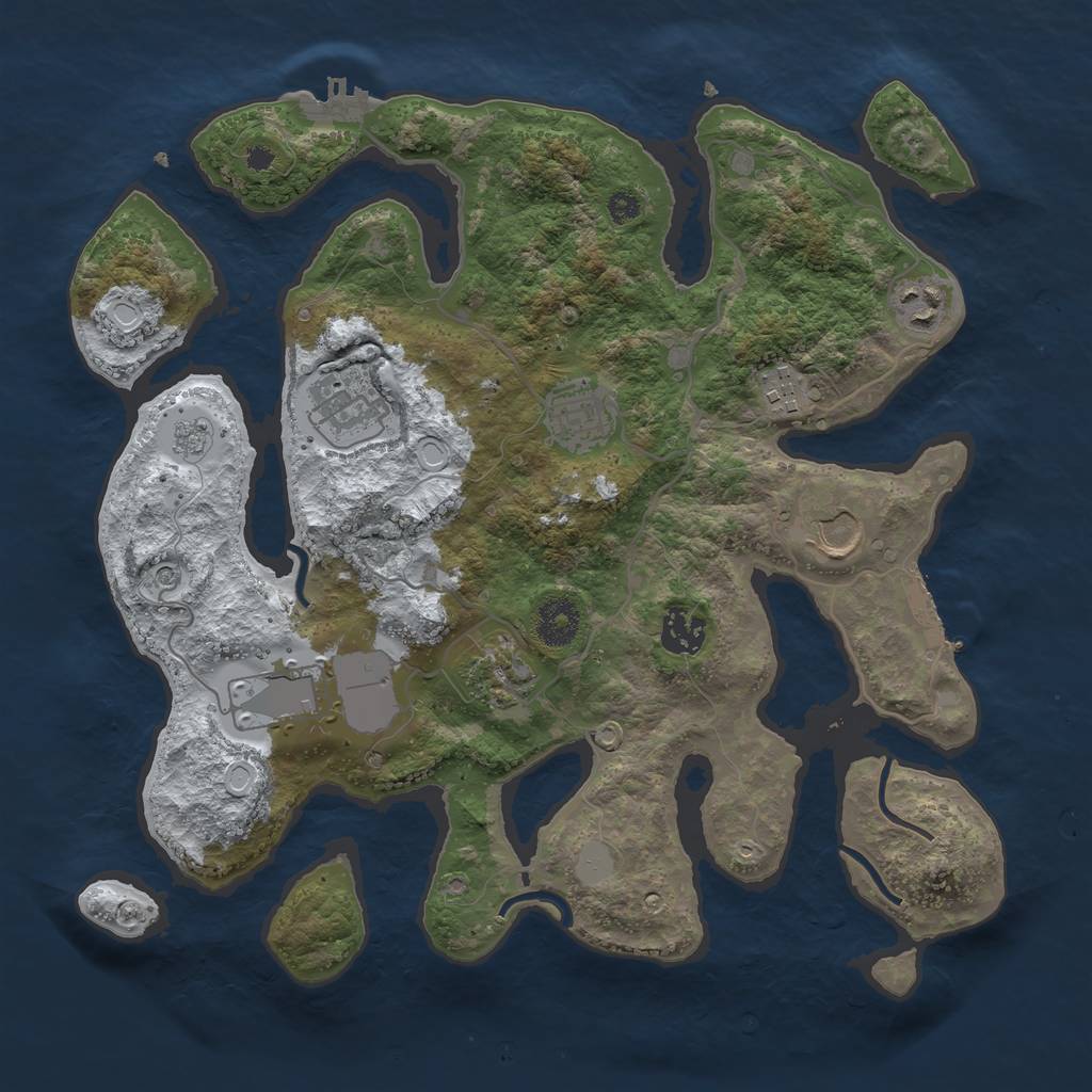 Rust Map: Procedural Map, Size: 3500, Seed: 2715394, 17 Monuments