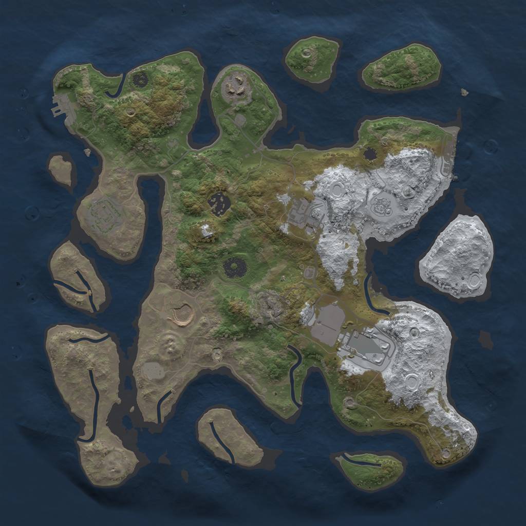 Rust Map: Procedural Map, Size: 3500, Seed: 2581313, 14 Monuments
