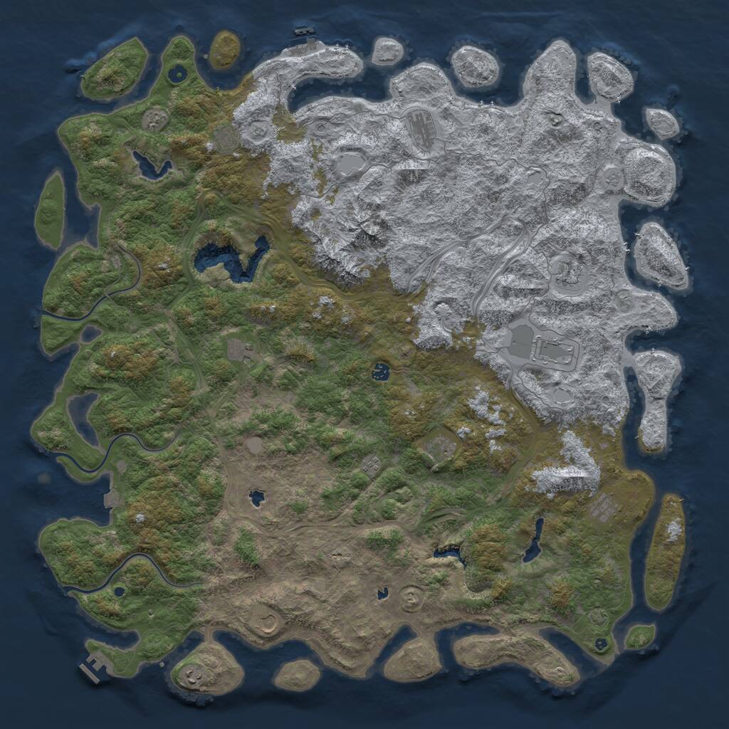Rust Map: Procedural Map, Size: 6000, Seed: 25394, 17 Monuments