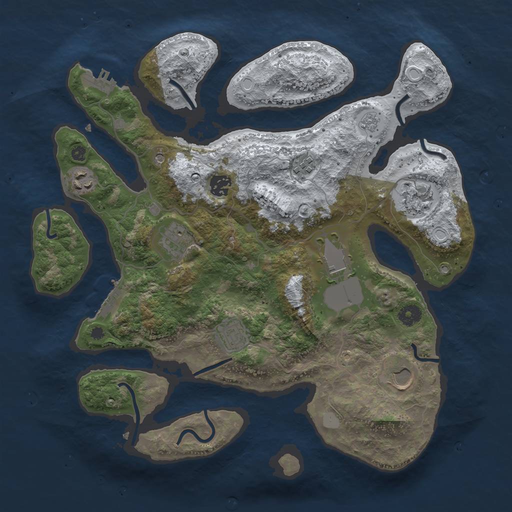 Rust Map: Procedural Map, Size: 3500, Seed: 4439978, 17 Monuments