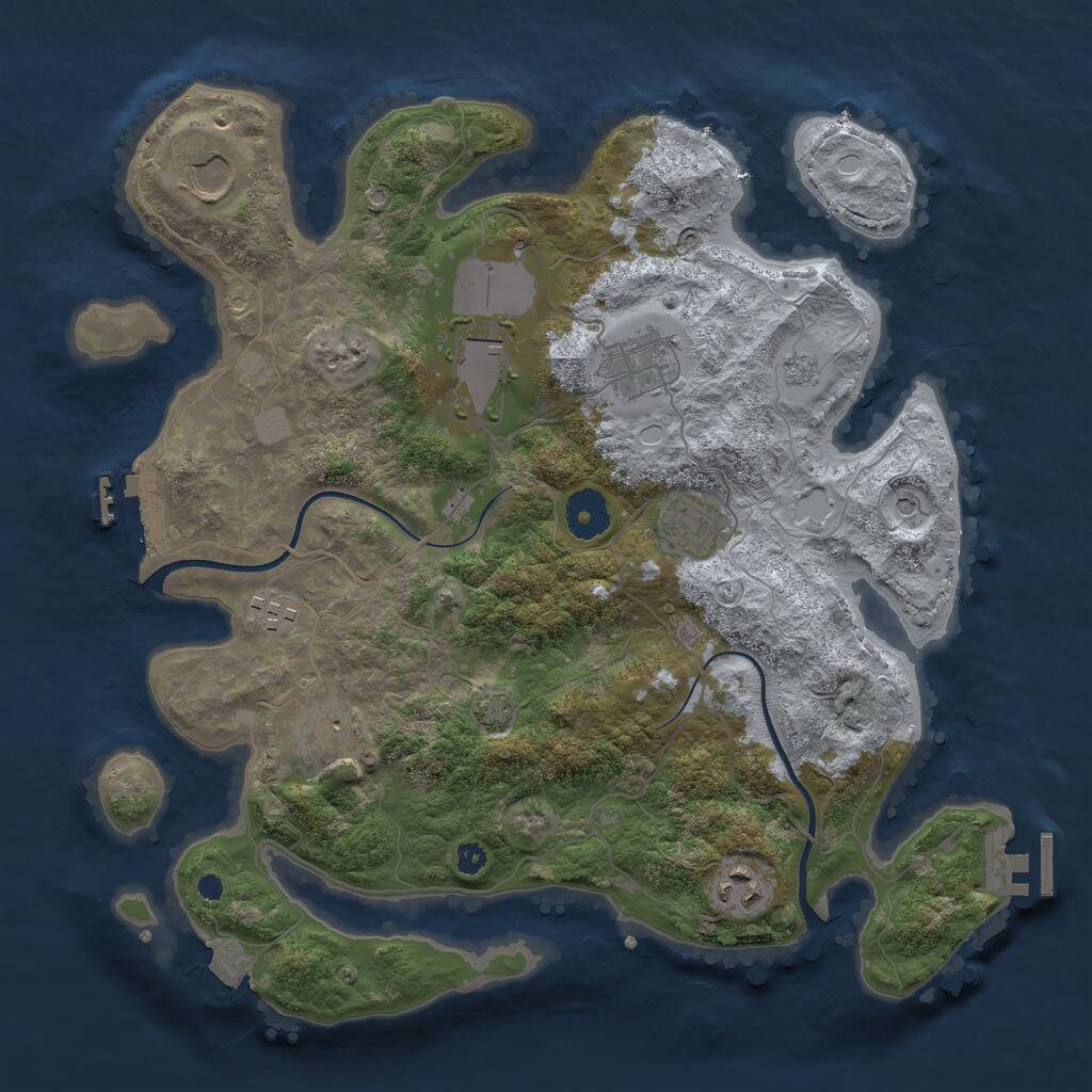 Rust Map: Procedural Map, Size: 3500, Seed: 1925804, 13 Monuments