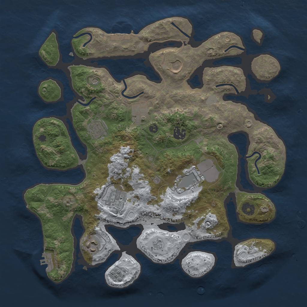 Rust Map: Procedural Map, Size: 3500, Seed: 1808086000, 17 Monuments