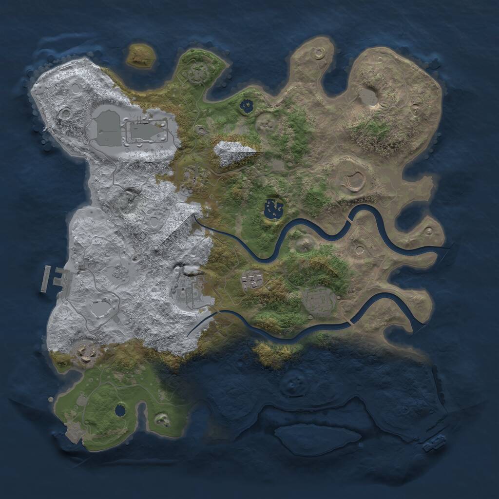 Rust Map: Procedural Map, Size: 3700, Seed: 73134, 14 Monuments