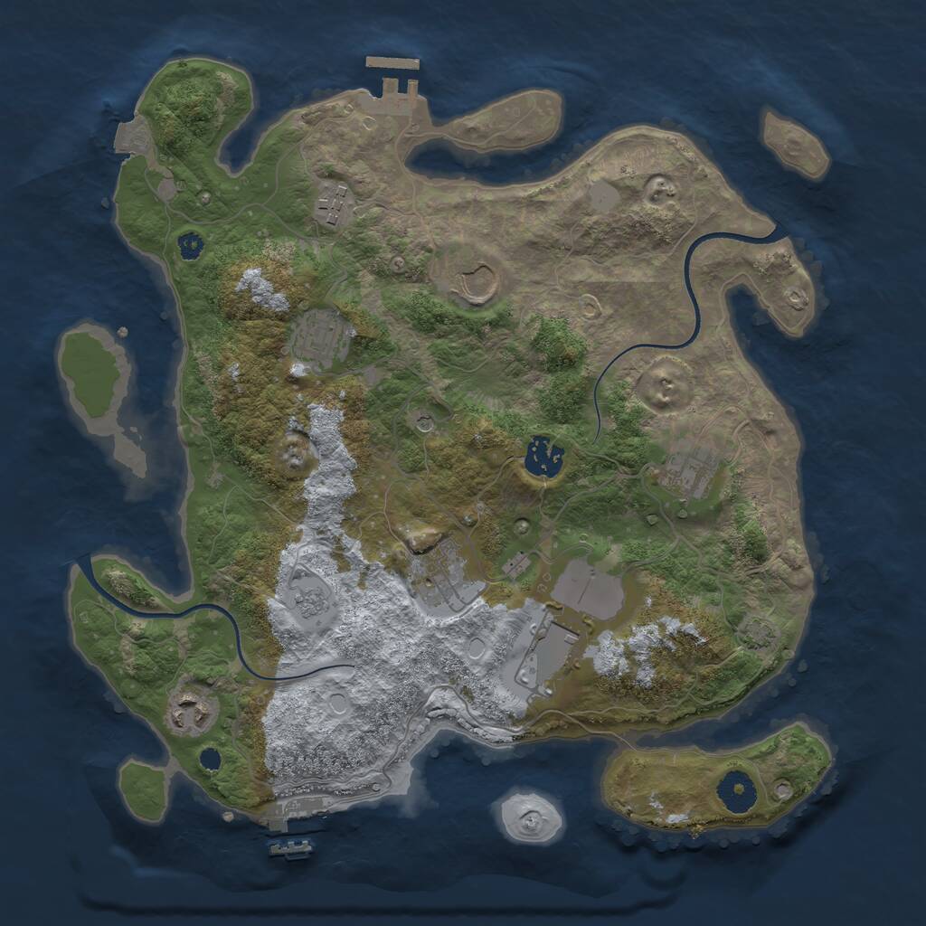 Rust Map: Procedural Map, Size: 3500, Seed: 4586842, 14 Monuments