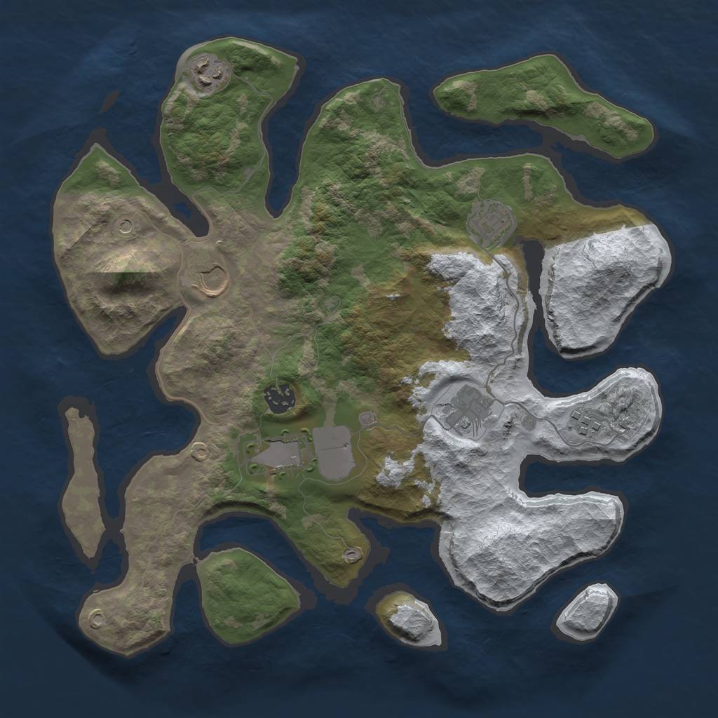 Rust Map: Barren, Size: 3500, Seed: 368302, 10 Monuments