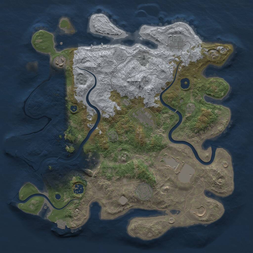 Rust Map: Procedural Map, Size: 3700, Seed: 341259, 14 Monuments