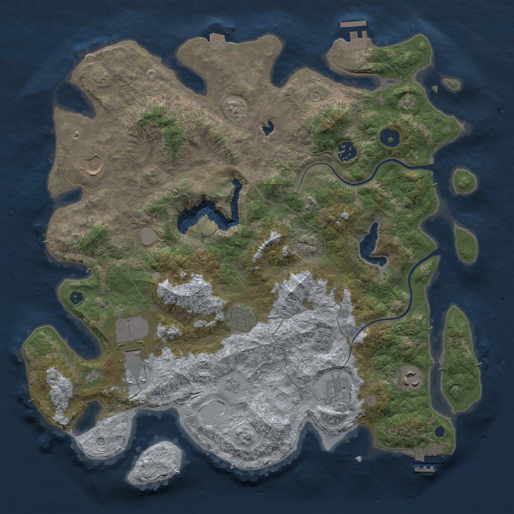 Rust Map: Procedural Map, Size: 4000, Seed: 495505, 13 Monuments