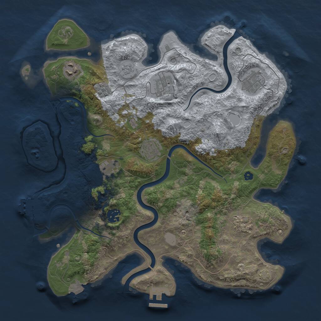 Rust Map: Procedural Map, Size: 3500, Seed: 2226211, 14 Monuments