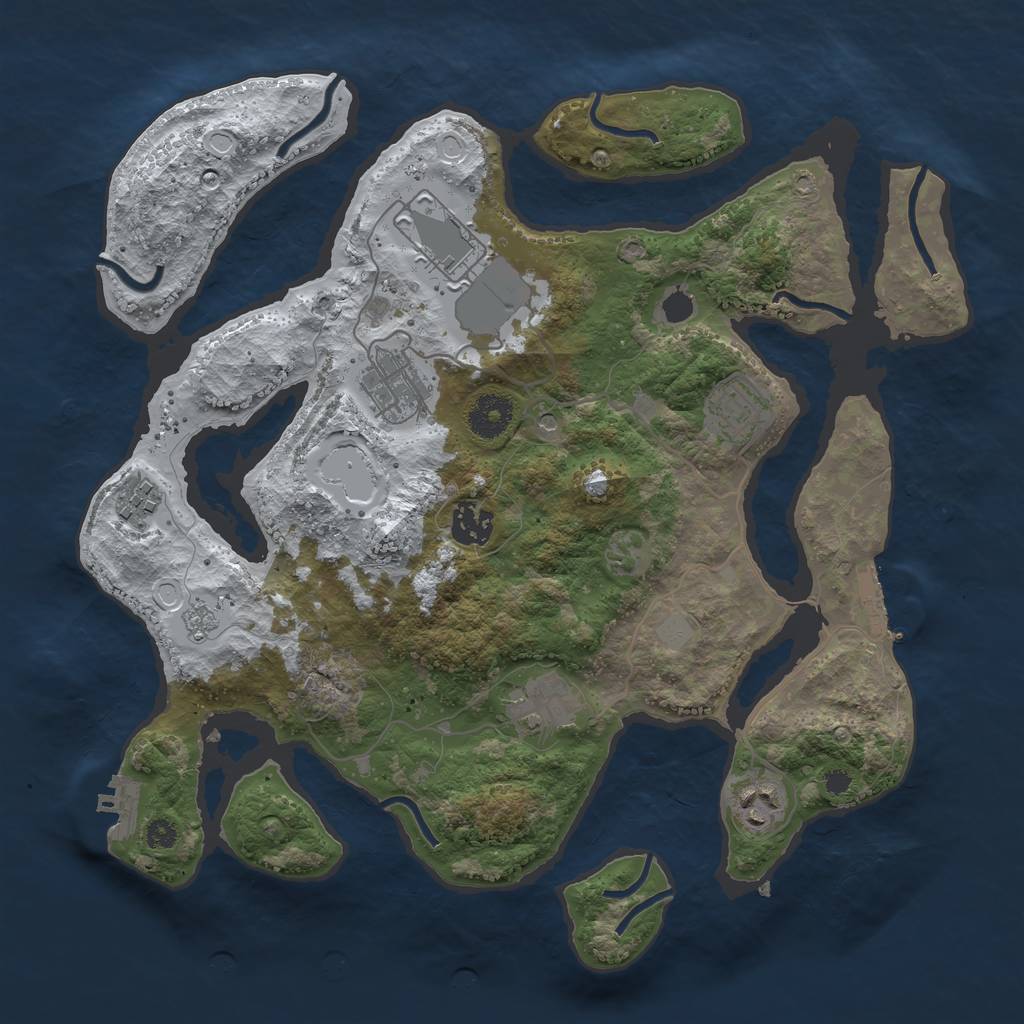 Rust Map: Procedural Map, Size: 3500, Seed: 4819225, 16 Monuments