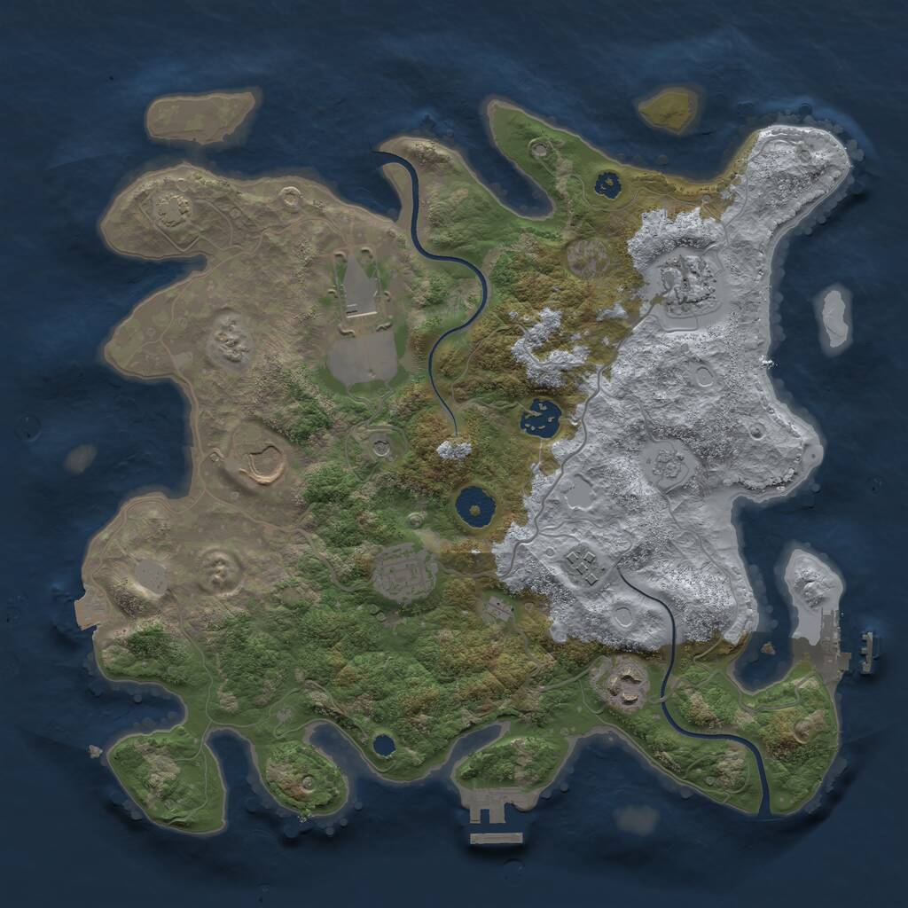 Rust Map: Procedural Map, Size: 3500, Seed: 1096537, 13 Monuments