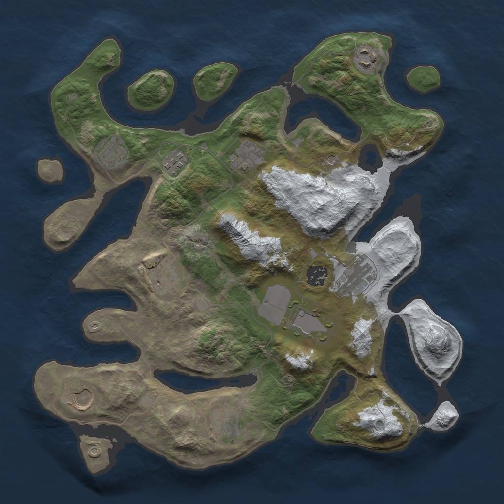 Rust Map: Barren, Size: 3500, Seed: 1315007, 13 Monuments