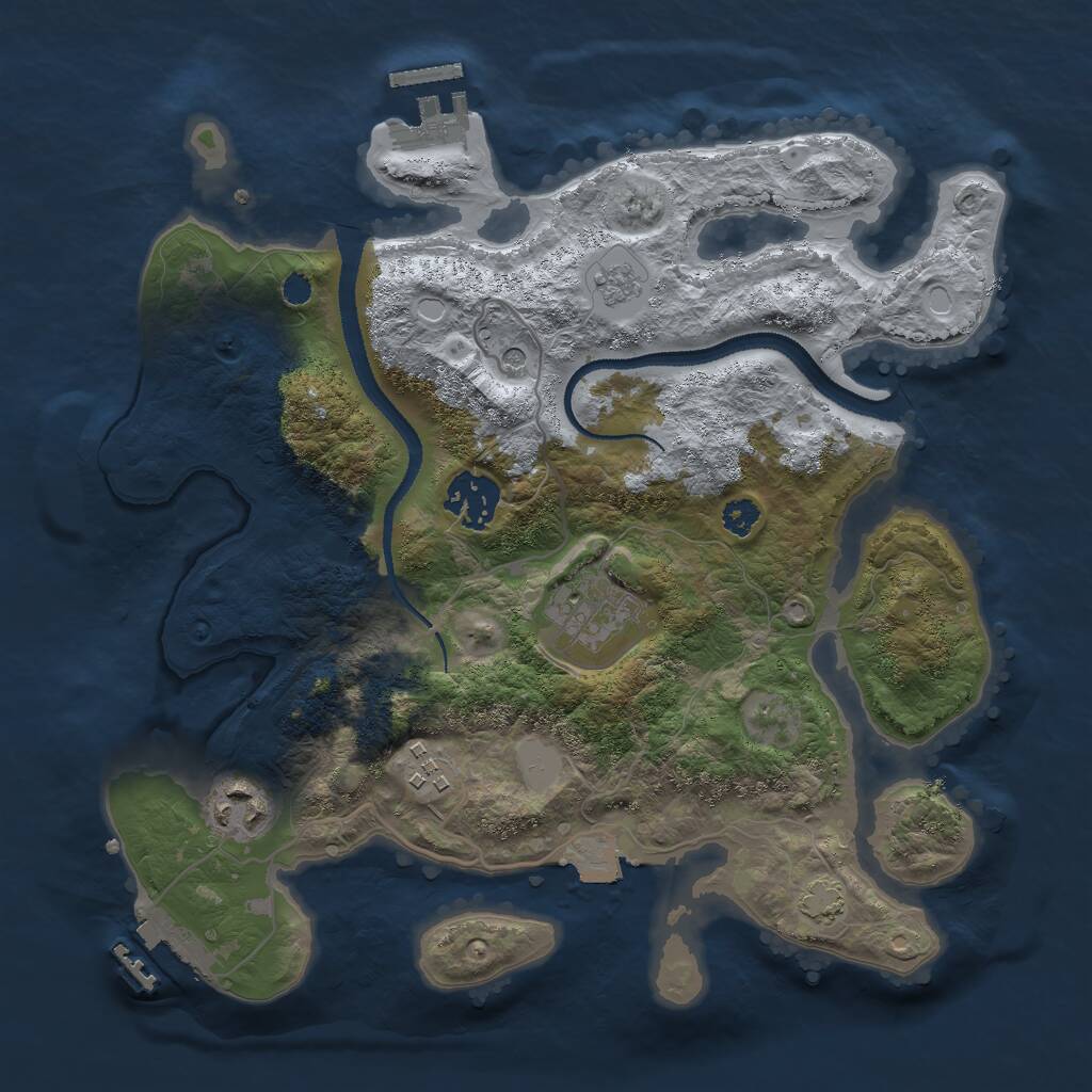 Rust Map: Procedural Map, Size: 3000, Seed: 642445119, 10 Monuments