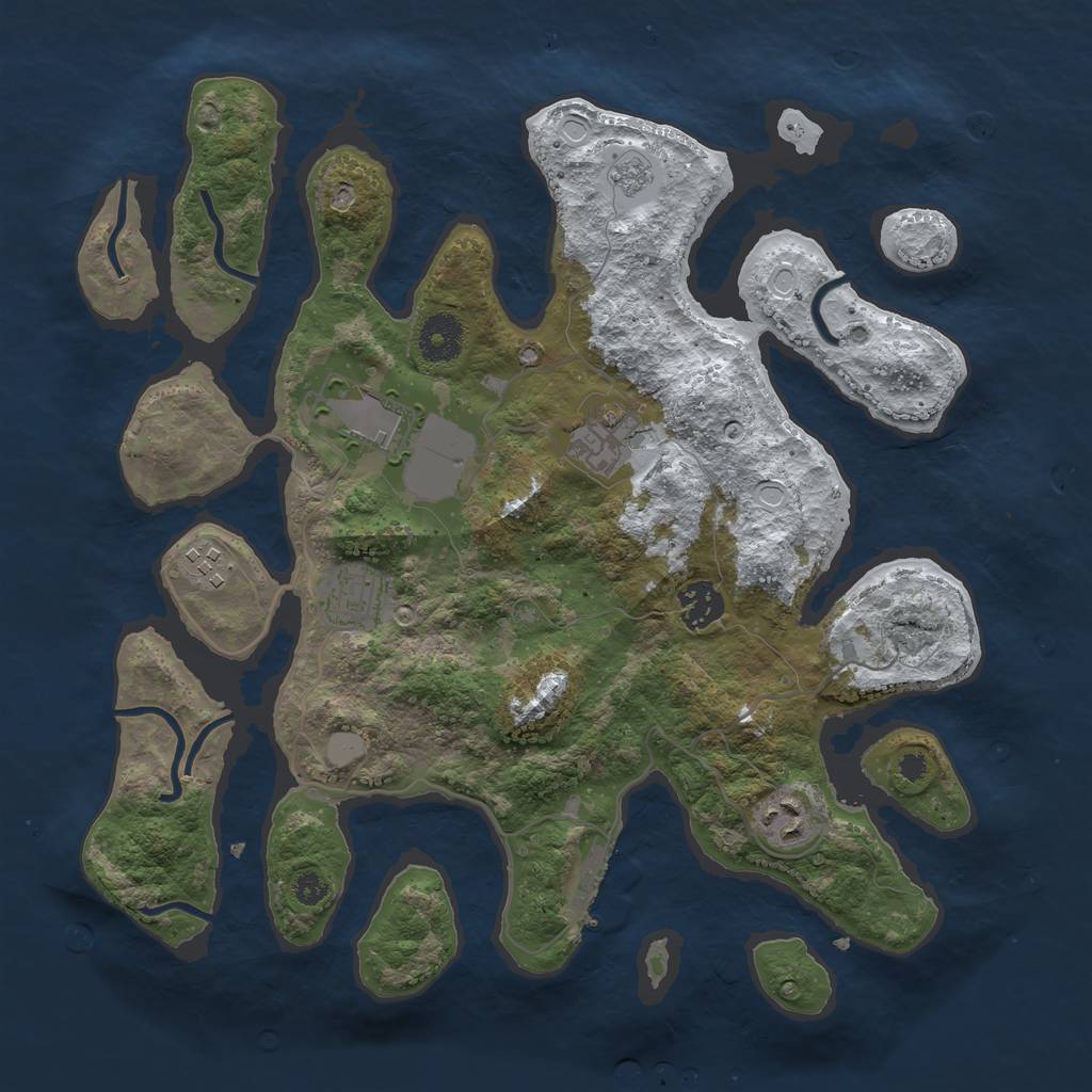 Rust Map: Procedural Map, Size: 3500, Seed: 397153, 13 Monuments