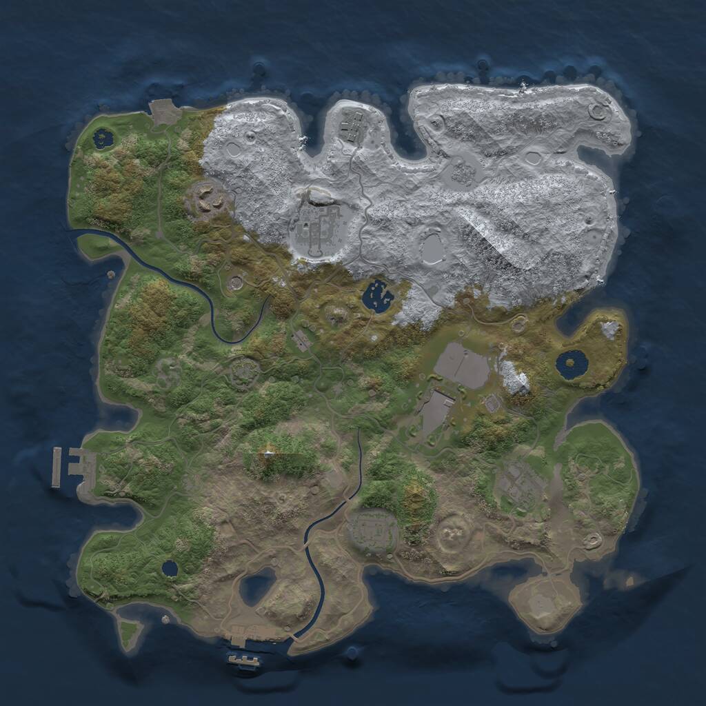 Rust Map: Procedural Map, Size: 3500, Seed: 5849232, 13 Monuments