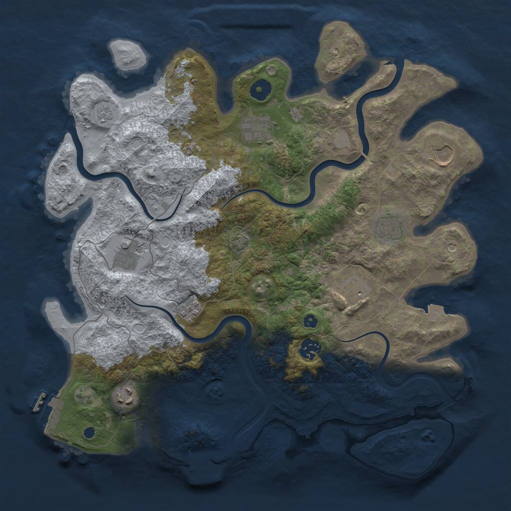 Rust Map: Procedural Map, Size: 3700, Seed: 4028469, 14 Monuments