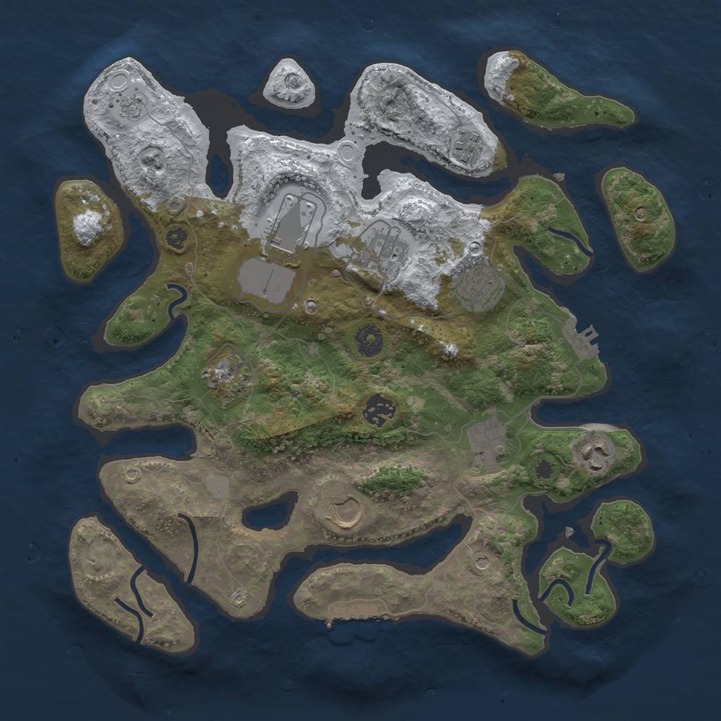 Rust Map: Procedural Map, Size: 3500, Seed: 3235207, 18 Monuments