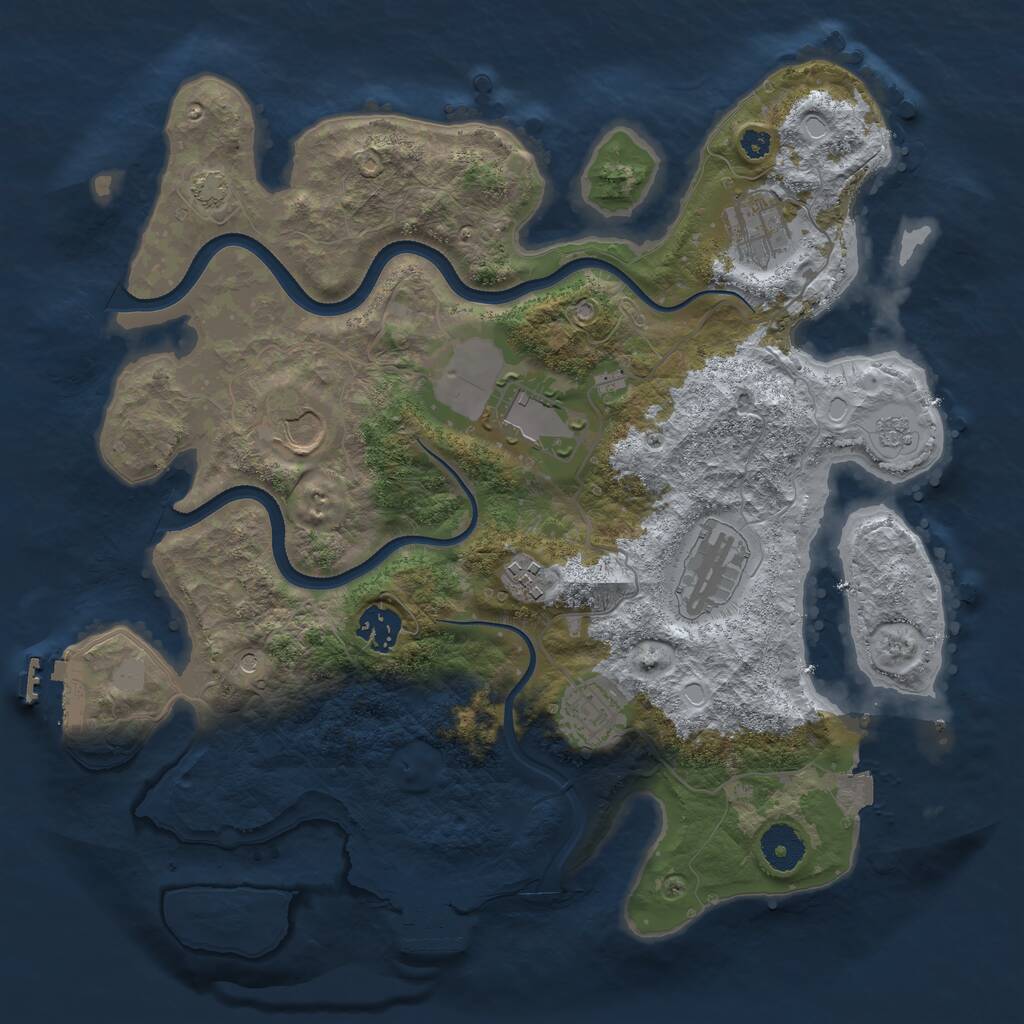 Rust Map: Procedural Map, Size: 3500, Seed: 516630, 13 Monuments