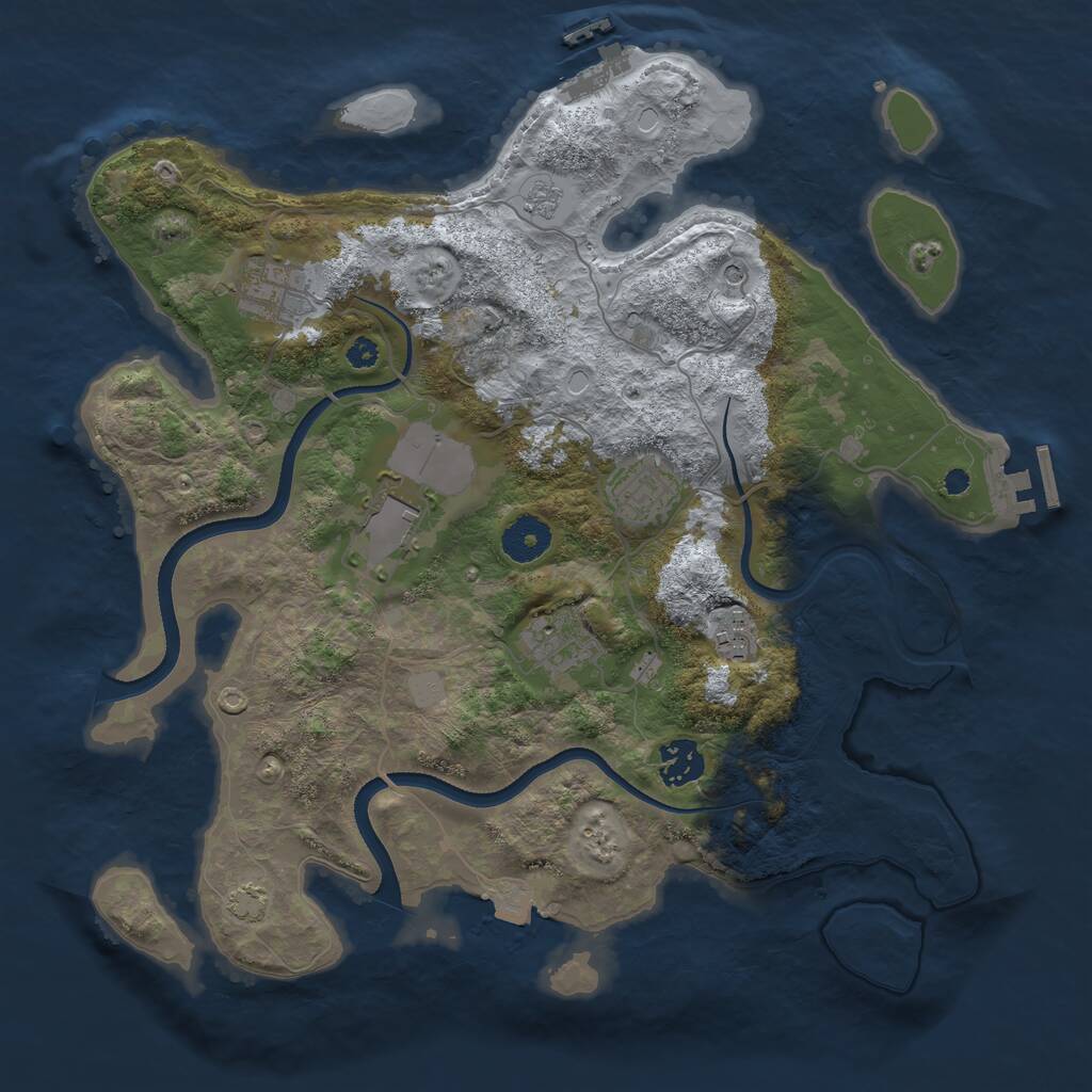Rust Map: Procedural Map, Size: 3500, Seed: 2586022, 12 Monuments