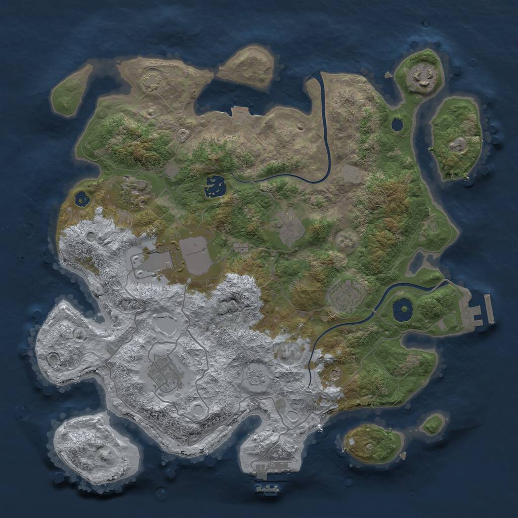 Rust Map: Procedural Map, Size: 3500, Seed: 1361093, 13 Monuments