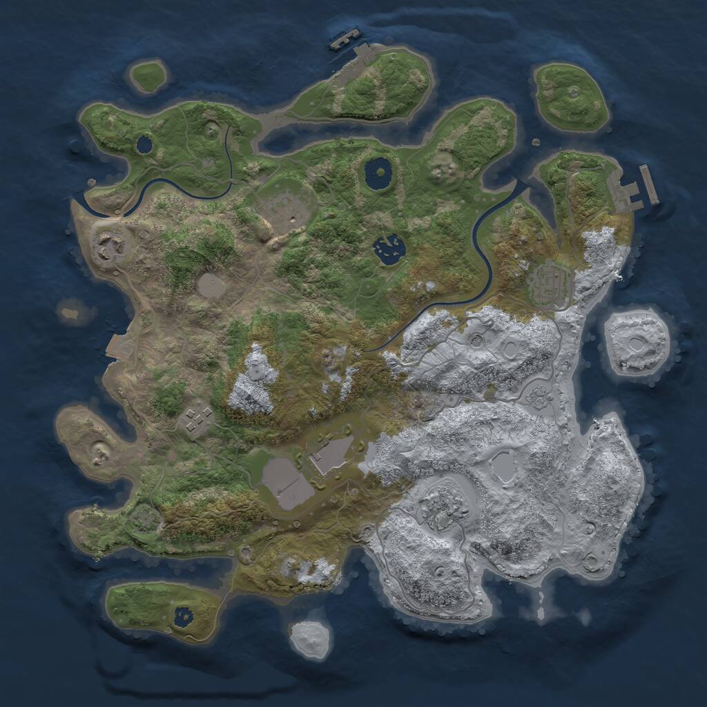 Rust Map: Procedural Map, Size: 3500, Seed: 6283499, 13 Monuments