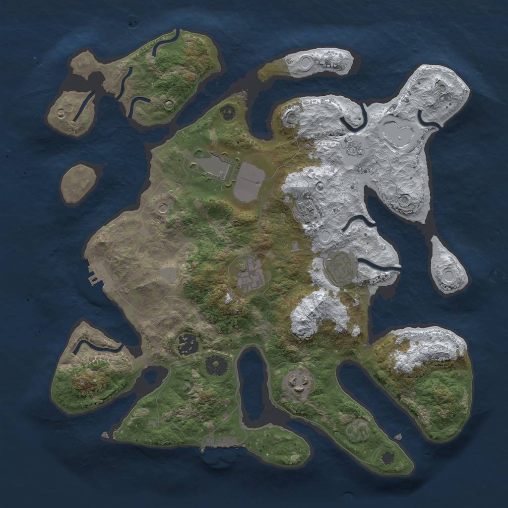 Rust Map: Procedural Map, Size: 3500, Seed: 4347480, 15 Monuments