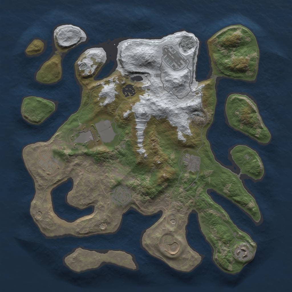 Rust Map: Barren, Size: 3500, Seed: 47190, 12 Monuments