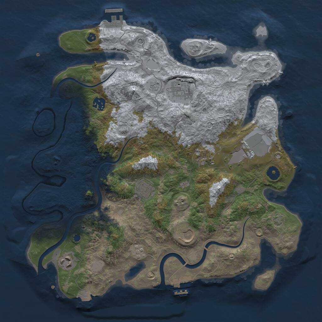 Rust Map: Procedural Map, Size: 3700, Seed: 5677211, 14 Monuments