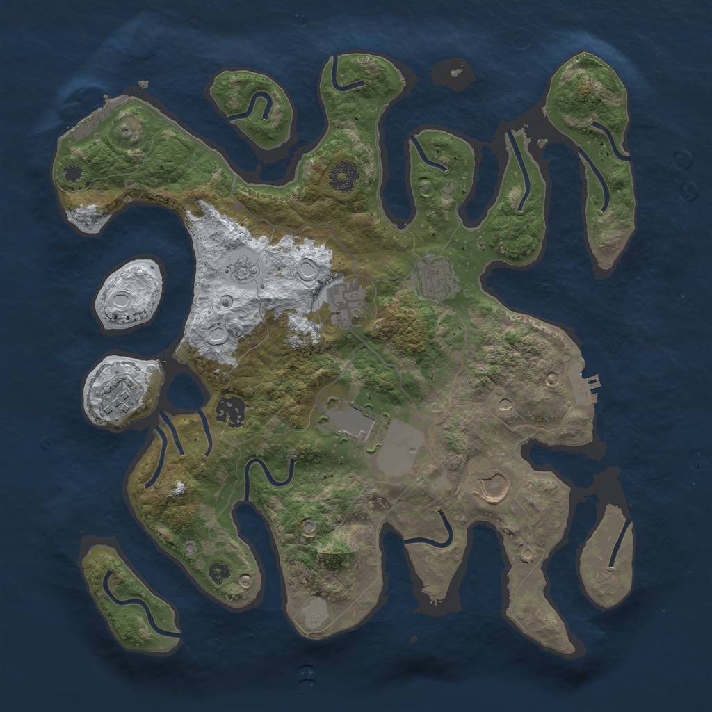 Rust Map: Procedural Map, Size: 3500, Seed: 6075349, 15 Monuments