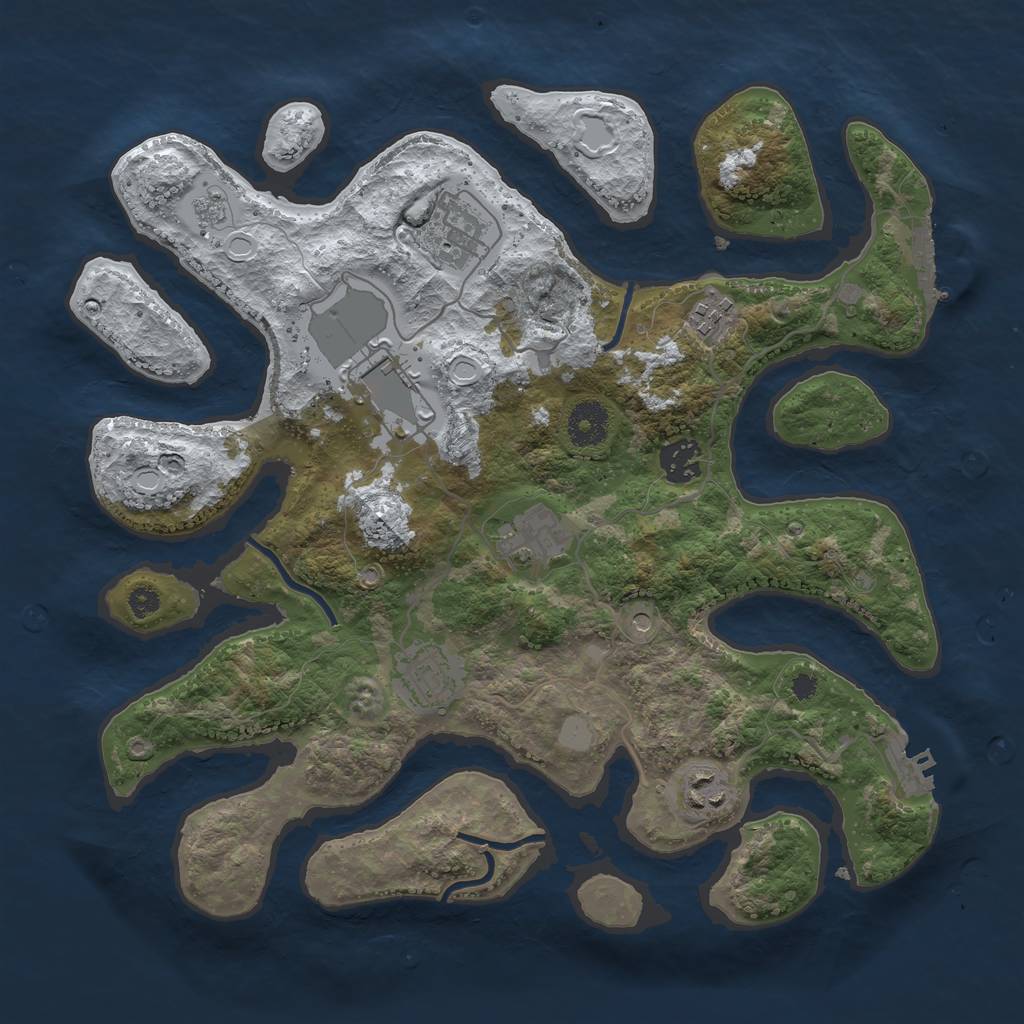 Rust Map: Procedural Map, Size: 3500, Seed: 1774278, 16 Monuments