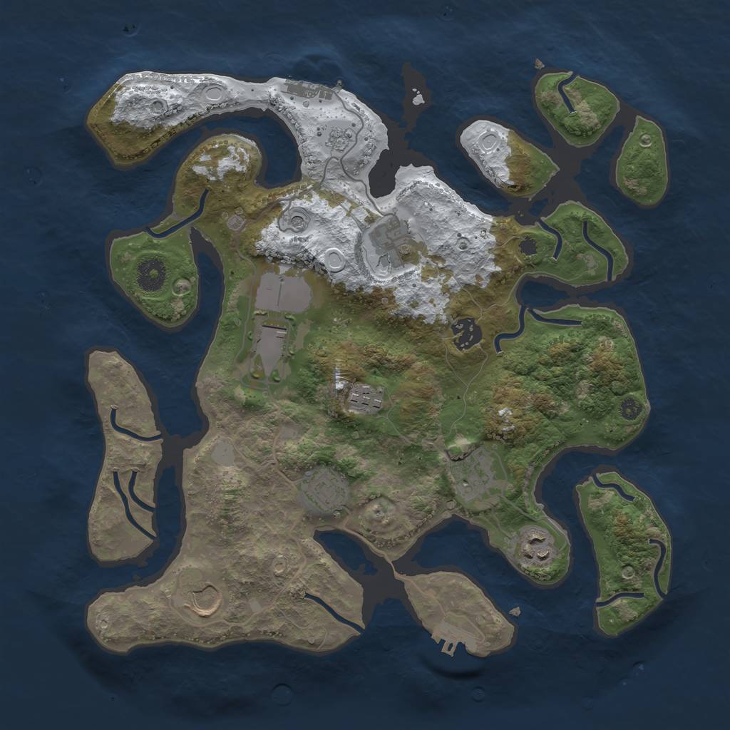 Rust Map: Procedural Map, Size: 3500, Seed: 225845, 17 Monuments