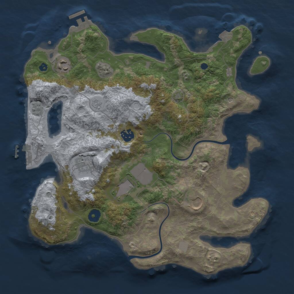 Rust Map: Procedural Map, Size: 3500, Seed: 6739, 12 Monuments
