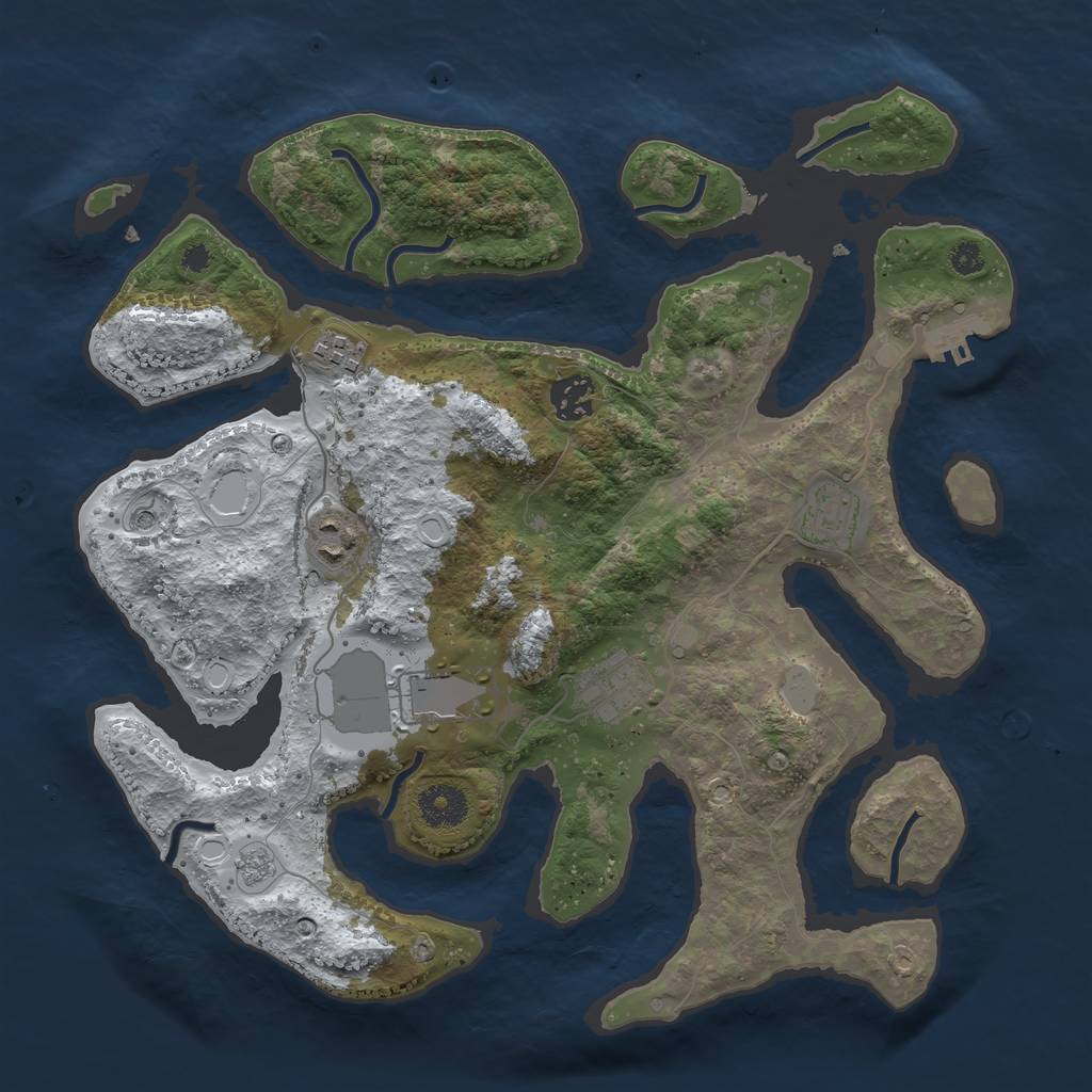 Rust Map: Procedural Map, Size: 3500, Seed: 2051141, 14 Monuments