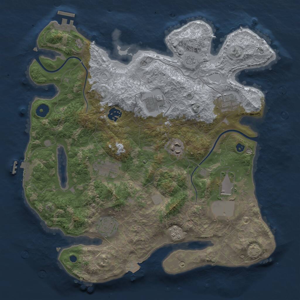 Rust Map: Procedural Map, Size: 3500, Seed: 3201432, 14 Monuments